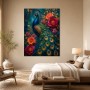 Pfau mit Blütenpracht als Wandbild oder Fine Art Print