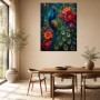 Pfau mit Blütenpracht als Wandbild oder Fine Art Print
