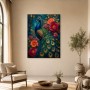 Pfau mit Blütenpracht als Wandbild oder Fine Art Print