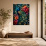 Pfau mit Blütenpracht als Wandbild oder Fine Art Print