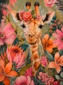 Giraffe im Blütenmeer als Wandbild oder Fine Art Print