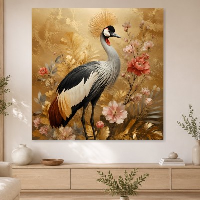 Goldener Kranich als Wandbild oder Fine Art Print