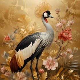 Goldener Kranich als Wandbild oder Fine Art Print