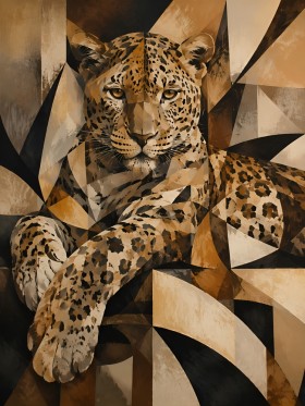 Leopard in Gold Tönen als Wandbild oder Kunstdruck