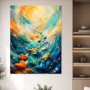 Abstraktes Wandbild oder Kunstdruck mit farbigen Papierbooten