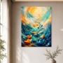 Abstraktes Wandbild oder Kunstdruck mit farbigen Papierbooten