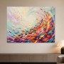Abstraktes Farbwirbel Wandbild oder Gallery Print mit Blätterdynamik