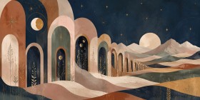Abstrakte Kunst mit Mondlandschaft, Fine Art Print oder Gallery Leinwand