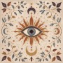 Mystisches Auge mit Sonne und Mond als Wandbild oder Kunstwerk