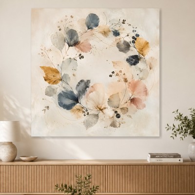 Zarter Blätterkranz als Leinwand oder Kunstdruck für moderne Räume