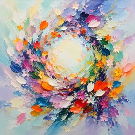 Blühende Spirale in Pastell, Acrylbild oder Kunstdruck