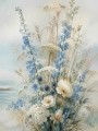 Blumenmeer am Meer, Wandbild oder Leinwandbild in zarten Pastelltönen