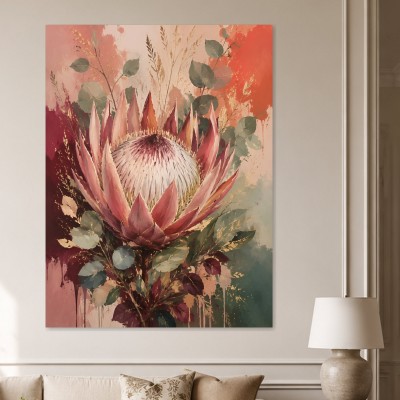 Protea in Rosa, Leinwand oder Poster für moderne Wohnräume