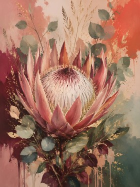Protea in Rosa, Leinwand oder Poster für moderne Wohnräume