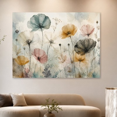 Zarte Mohnblumen als Leinwand oder Poster in sanfter Pastelloptik