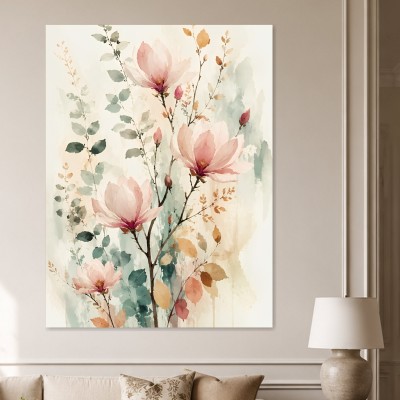 Zarte Magnolien als Leinwand oder Poster in sanfter Aquarelloptik