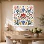 Blumiges Wandbild oder Kunstdruck mit folkloristischer Ornamentik