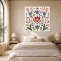 Blumiges Wandbild oder Kunstdruck mit folkloristischer Ornamentik