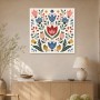 Blumiges Wandbild oder Kunstdruck mit folkloristischer Ornamentik