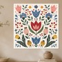 Blumiges Wandbild oder Kunstdruck mit folkloristischer Ornamentik