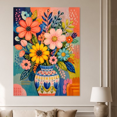 Buntes Blumenmotiv als Gallery Leinwand oder Kunstdruck für moderne Räume