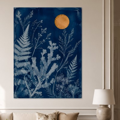 Botanisches Wandbild oder Fine Art Print in tiefem Blau