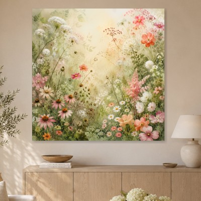 Blumenwiese im Licht, Kunstdruck oder Leinwand