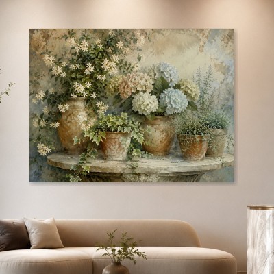 Florale Stillleben Leinwand oder Kunstdruck in sanften Pastelltönen