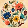 Florale Moderne Kunst oder Kunstdruck mit farbenfroher Blumenkomposition