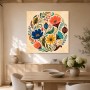 Florale Moderne Kunst oder Kunstdruck mit farbenfroher Blumenkomposition