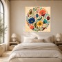 Florale Moderne Kunst oder Kunstdruck mit farbenfroher Blumenkomposition