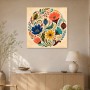 Florale Moderne Kunst oder Kunstdruck mit farbenfroher Blumenkomposition