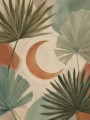 Tropisches Wandbild oder Kunstdruck mit Palmenblättern und Mond