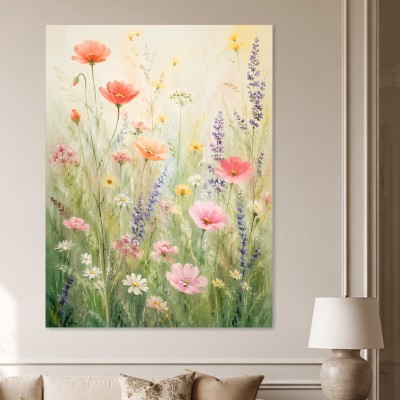 Blühende Wildblumen als Leinwand oder Poster für helle Wohnräume