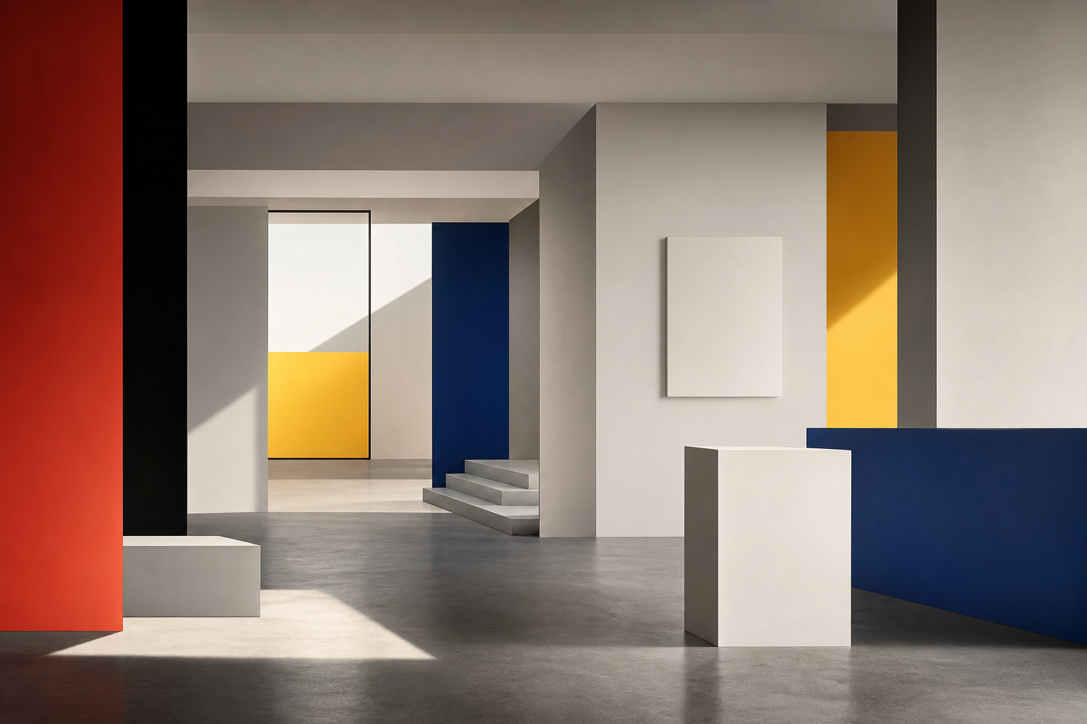 Abstrakte, geometrische Szene als neutrales Titelbild zum Bauhaus