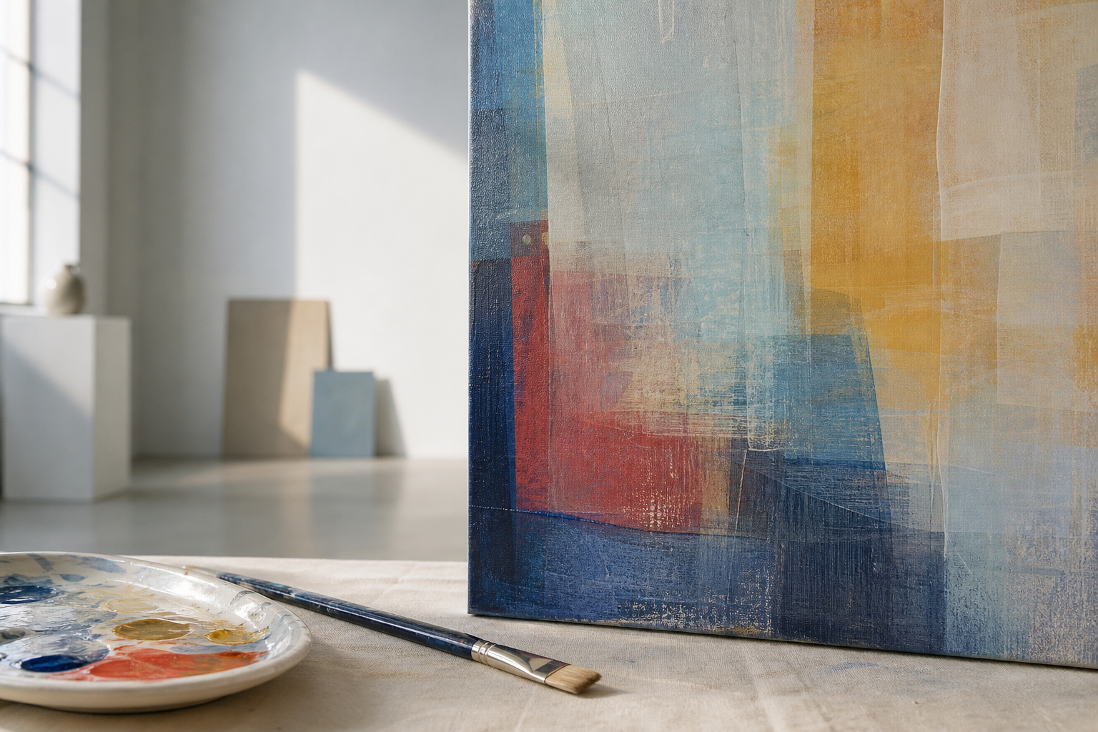 Atelier-Material für transparente Acrylglasuren auf einem Malgrund