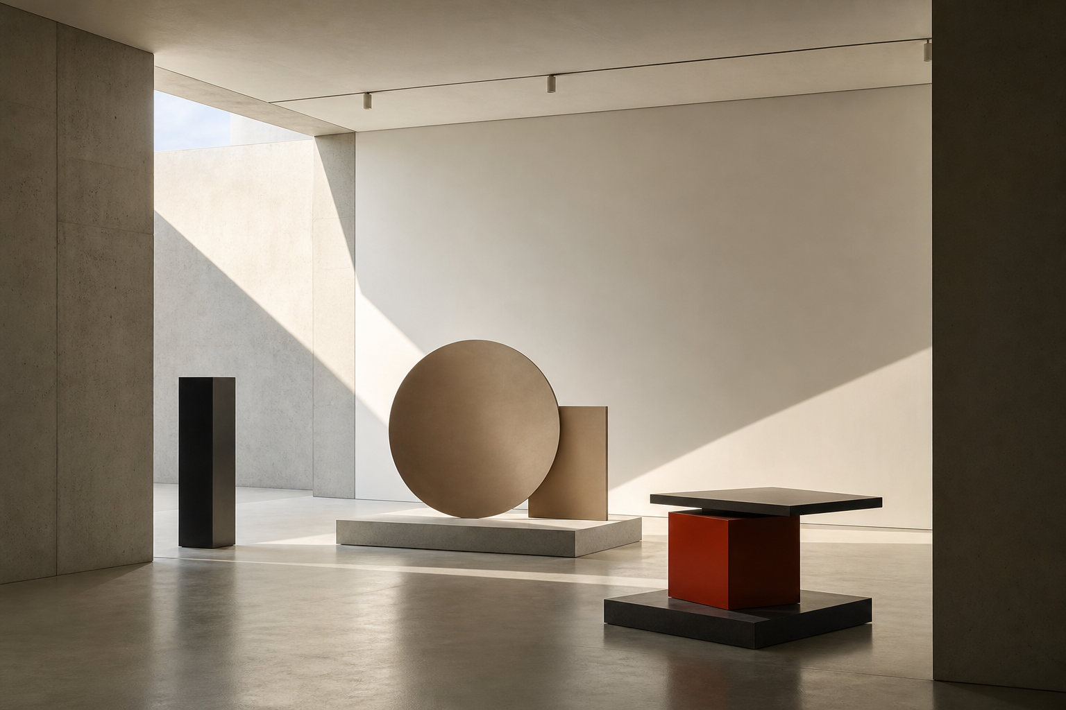Abstrakte geometrische Kunst in einem ruhigen Museumsraum
